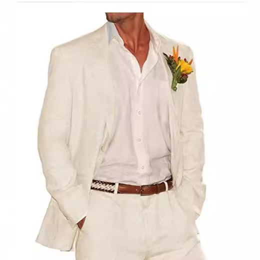 Foreign Trade Linen Two-piece Business Casual Suit Men's Suit Groom Wedding Banquet West