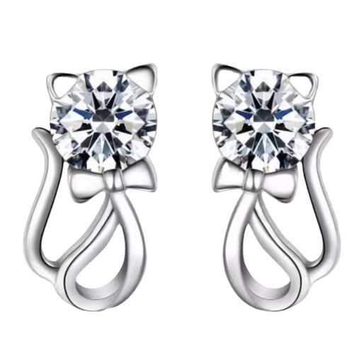Korean style cat earrings for women, fashionable hollow earrings with diamond earrings wholesale