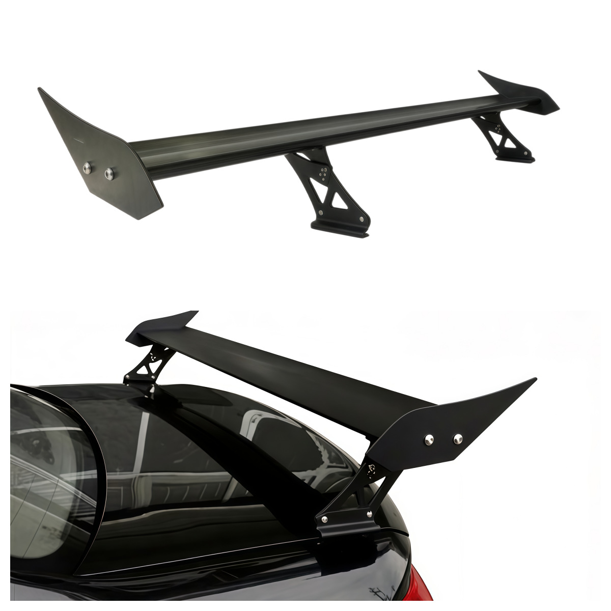 Universal Car Rear Wing for Sedan, No-Drill Aluminum Alloy Clip-On Modified Spoiler Wing Decoration