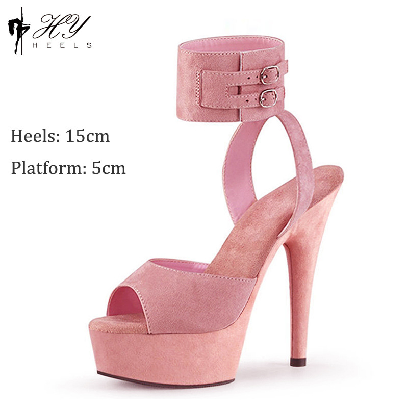 Giày cao gót mũi nhọn da lộn gót 15 cm — Đỏ rượu, Màu đen, Màu hồng, Không trả lại hoặc trao đổi