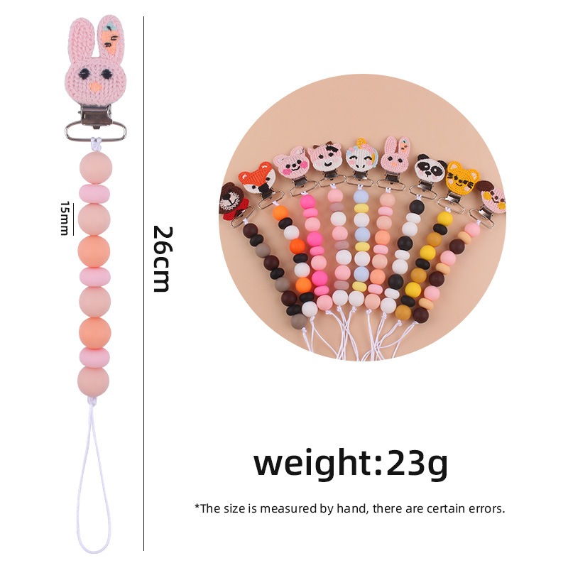 Nuevo bebé suministros de dibujos animados animal chupete clip creativo bebé DIY cuentas de silicona mordedura molar chupete cadena