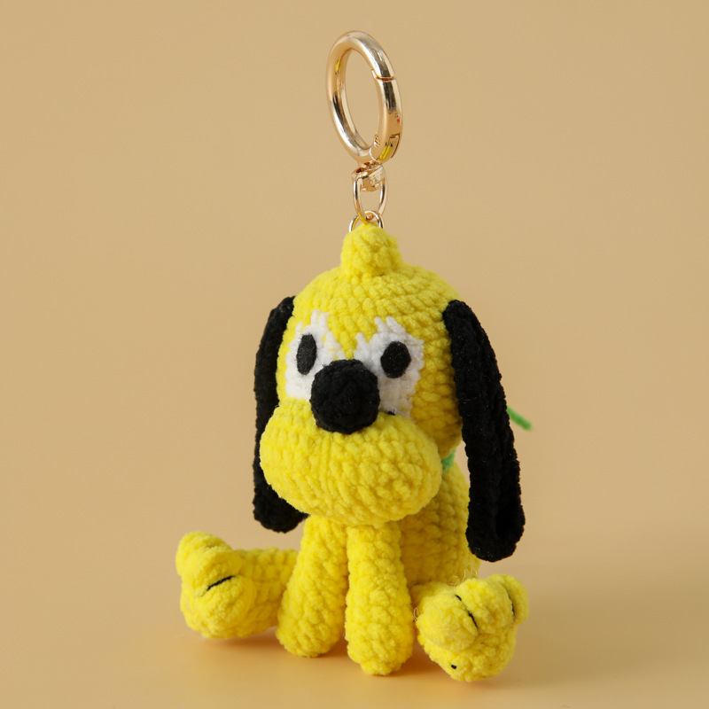 子供の思い出完成品手作りかわいい糸かぎ針編みグーフィーとブルーキーホルダー漫画子犬バッグペンダント|undefined