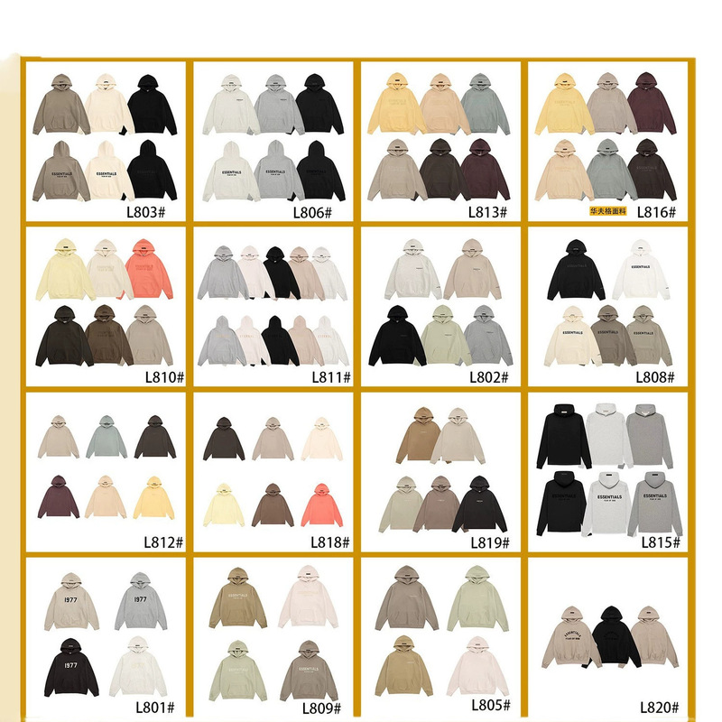 Cross-Border 26S Trendy Brand Fog Essentials American-Style Letter Print Loose Pure Cotton Couple's Hooded Sweatshirt Cross-Border 26S Trendy Brand Fog Essentials American-Style Letter Print Loose Pure Cotton Couple's Hooded Sweatshirt