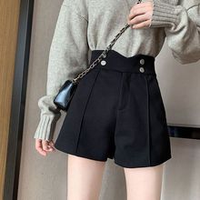 2025秋冬季新款加厚毛呢短裤女学生韩版宽松高腰阔腿百搭外穿靴裤