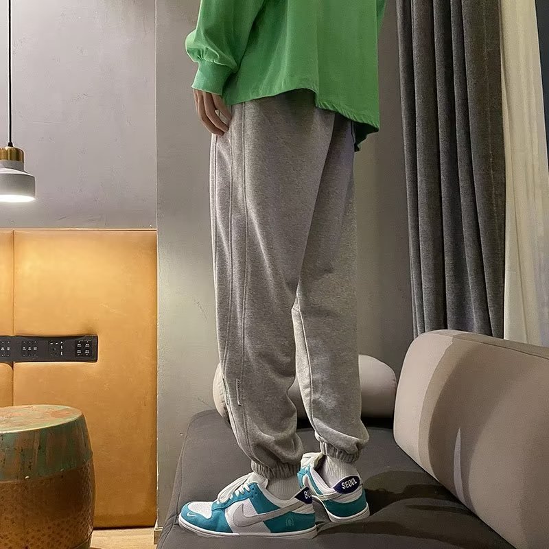 Pantalones con corsé de verano y otoño, pantalones deportivos para hombres, marca de moda, pantalones casuales sueltos de gran tamaño, pantalones cortos de todo fósforo para hombres