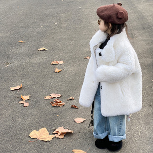 Children's wool coat boys and girls composite fur integrated fur coat Bassa fur mernu lamb fur winter