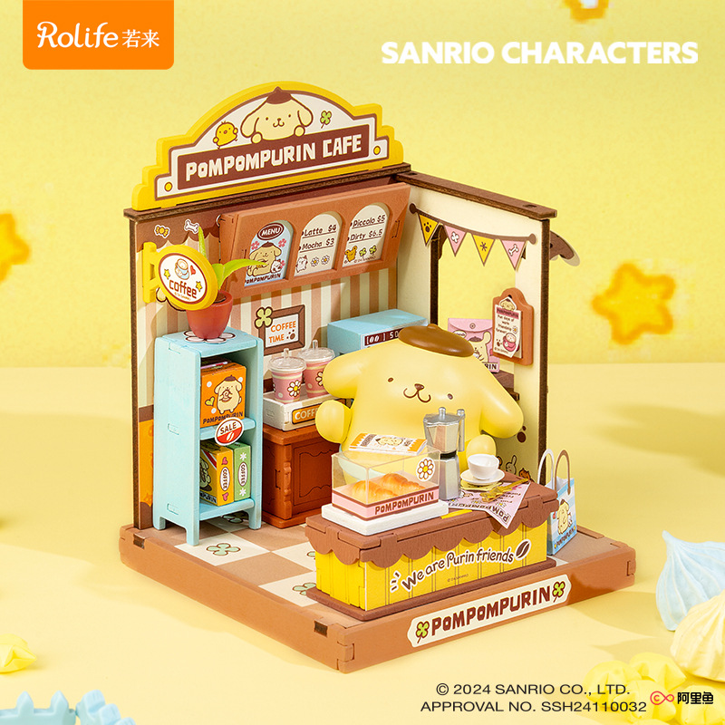 Ruo Wei Ruo Lai Familia Sanrio Melody Culomi Cabaña de bricolaje ensamblada a mano modelo en miniatura regalo mujer