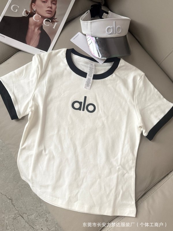 Alo夏の新型の経典の丸首は色のtシャツの女性のアメリカのアルファベットのプリントをぶつけます。|undefined