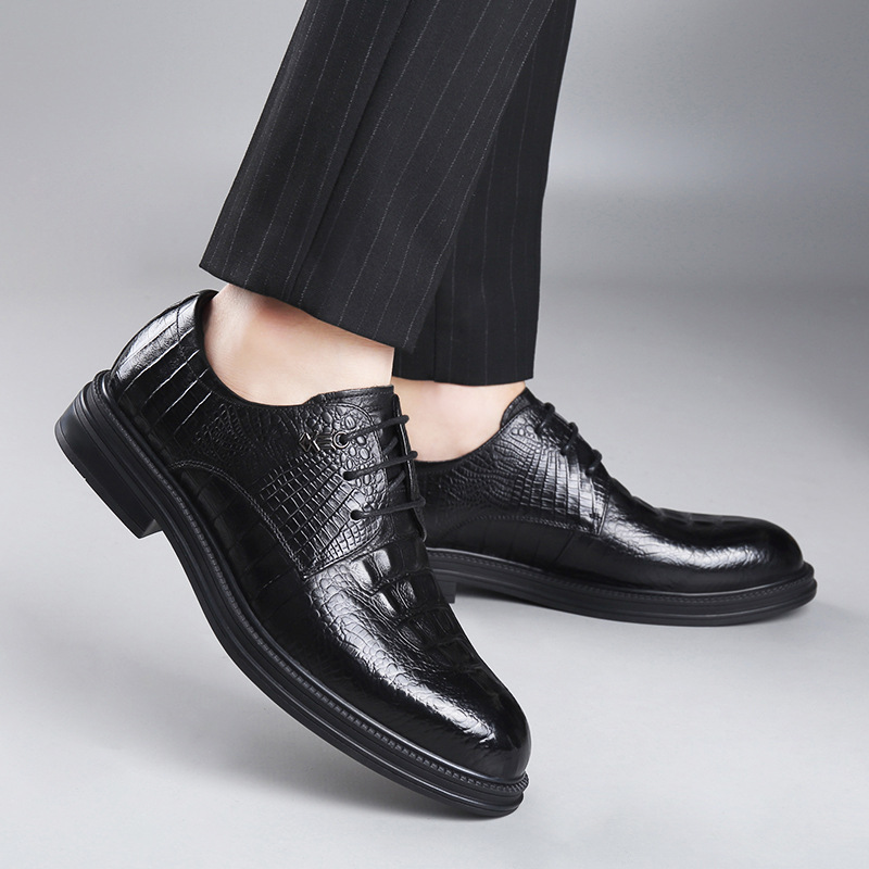 皮鞋男真皮商务休闲软皮软底英伦男士正装黑色百搭夏季透气潮男鞋