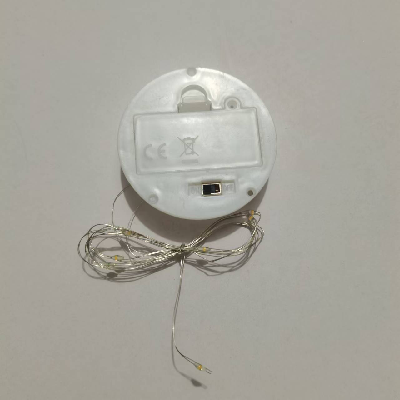 圆形63mm2节七号电池盒原木底座工艺品永生花LED灯串