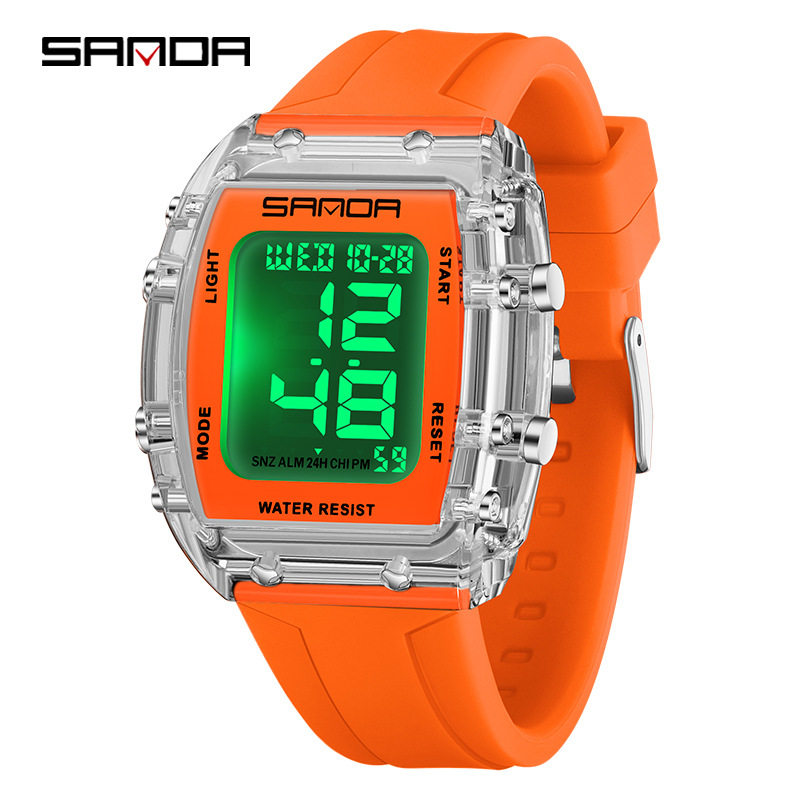 Sanda reloj a prueba de agua para hombres y mujeres juveniles reloj deportivo multifuncional luz nocturna cuenta atrás dos relojes electrónicos de tiempo
