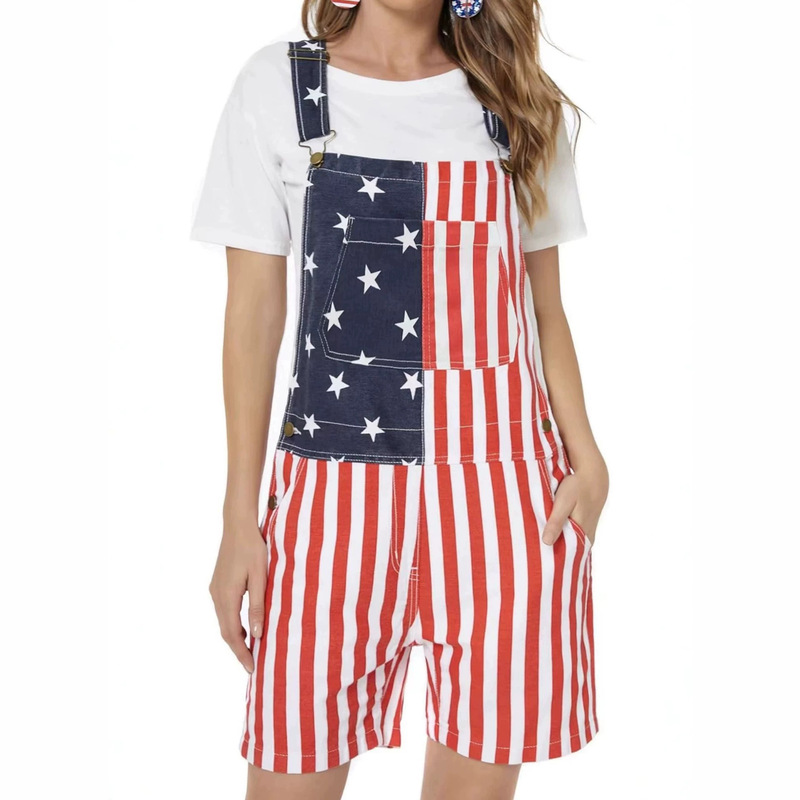 European and American Style New Red, White, and Blue Star-Striped Flag Women's Summer Festival Party Outfit Independence Day Casual Work Shorts European and American Style New Red, White, and Blue Star-Striped Flag Women's Summer Festival Party Outfit Independence Day Casual Work Shorts