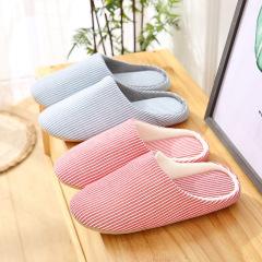 可機洗日式木地板無聲室內棉拖鞋女男春秋家居家防滑靜音棉麻拖鞋