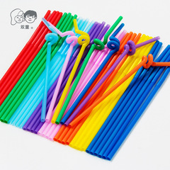 Double Children's Disposable Colored Flexible Art Straw Tea Milk Juice Beverage Straw PP Plastic Art Straw 