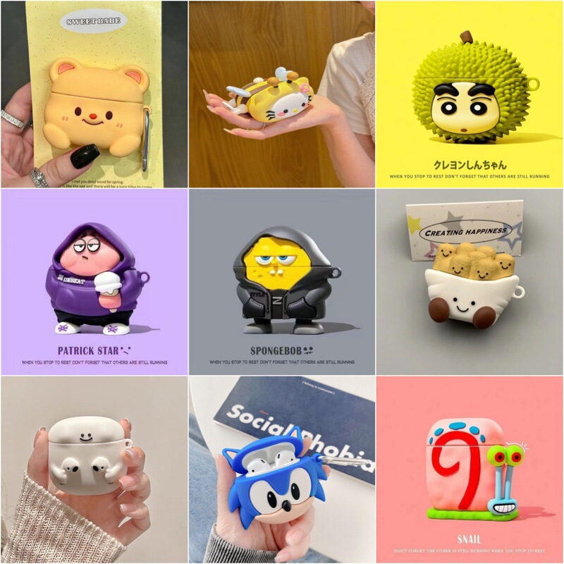 Cute Cartoon Pattern Suitable for Airpods4 Wireless Bluetooth Headphone Shell Apple 2/3/Pro2 Generation Silicone Soft Shell