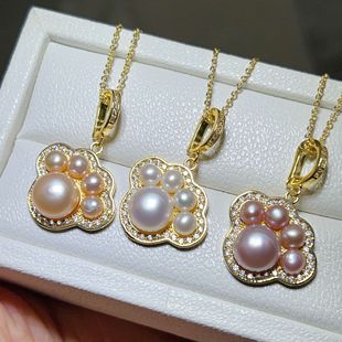 Cute Childlike Sweetheart Cat Claw Claw Earrings Natural Freshwater Pearl suit Universal Buckle Necklace Versatile Fashion