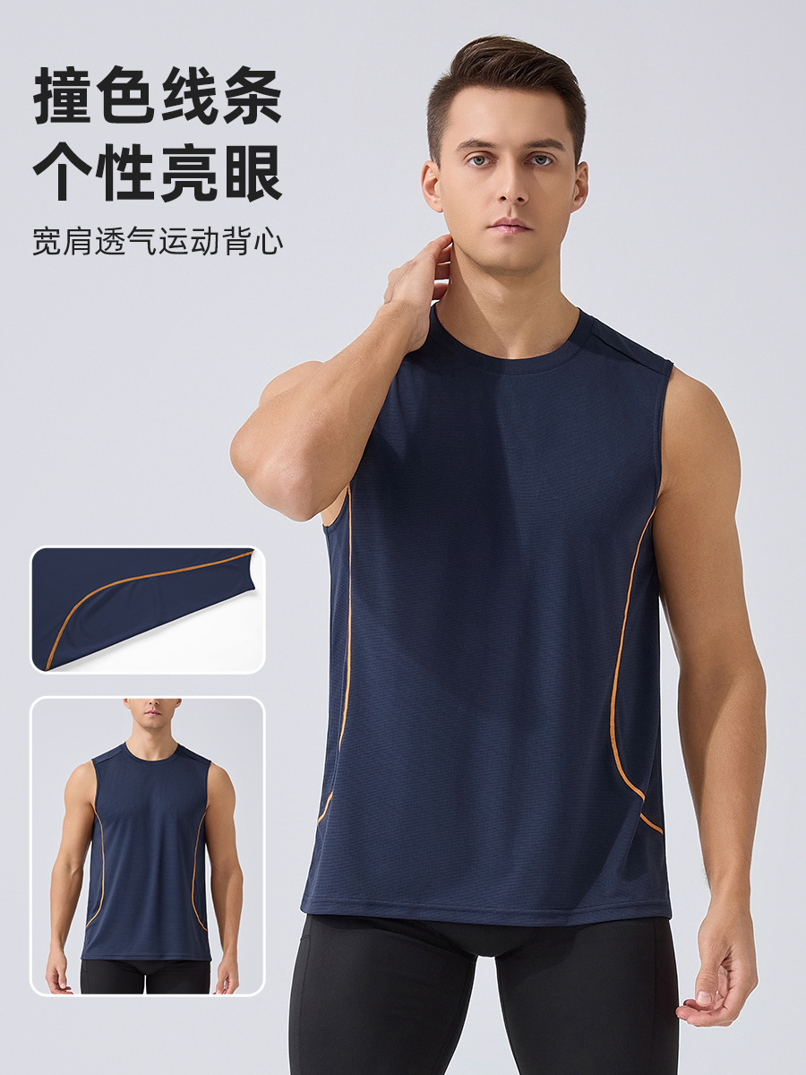 Cross-Border Sports Vest Summer European and American Thin Quick-Drying Vest Men's Running Fitness Sleeveless T-Shirt Breathable Top