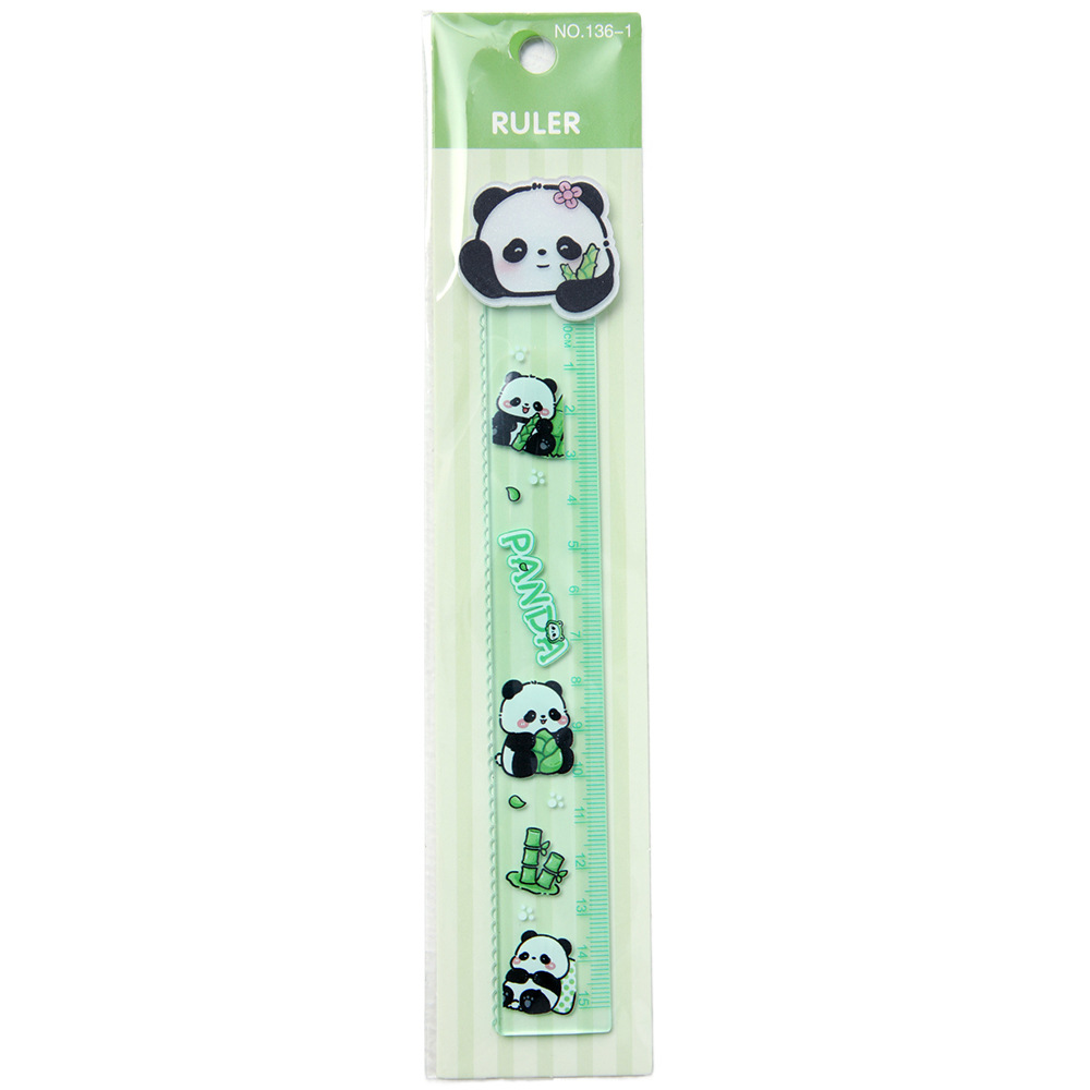 Círculo animado panda regla recta 15cm de alto valor nominal de papelería de estudiantes de primaria regla de onda baja grado artículos de papelería de estudiantes