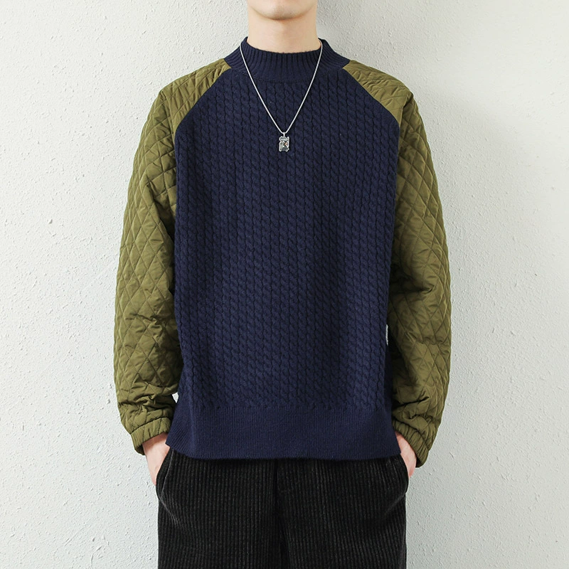 Свободный свитер с круглым вырезом в стиле ретро с перекрестным источником, новый мужской зимний Молодежный утолщенный пуловер, Базовая рубашка