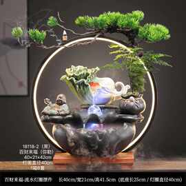 创意招财流水摆件客厅高端摆饰循环水喷泉办公室桌摆乔迁开业礼品