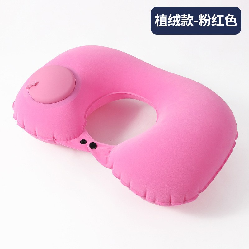 U-type [Velvet] Press the inflatable pillow-pink