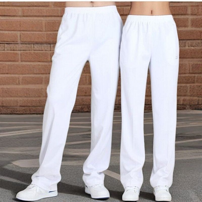 Omidan South Korean Silk White Sweatpants Men's and Women's Pants Spring Autumn Summer Jiamusi Fitness Square Dance Group Wear