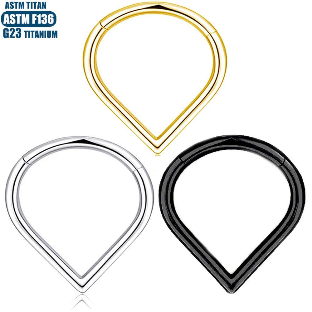 F136 Titanium Alloy Water Drop Earrings Nose Ring Diamond Nose Piercing Nasal Septum Ring Seamless Ring Piercing Jewelry Earrings detail image 7