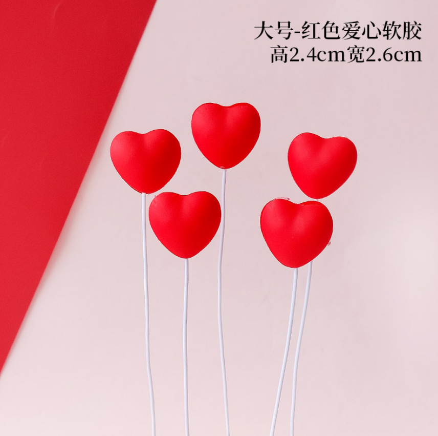 Cake topper heart picks, assorted red/rose and mixed sets, multiple pack sizes (70–100 pcs)