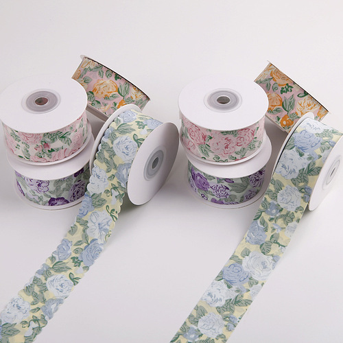 Floral printed ribbon handmade diy bow hair accessories clothing shoes and hats accessories gift box flower packaging ribbon