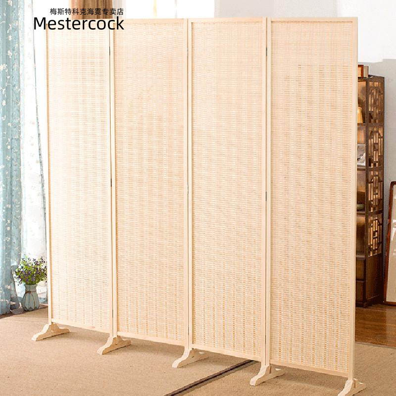 Bamboo and Rattan Screen Solid Wood Barrier Partition Partition Bamboo Simple Bedroom Living Room Mobile Folding Shielding Partition