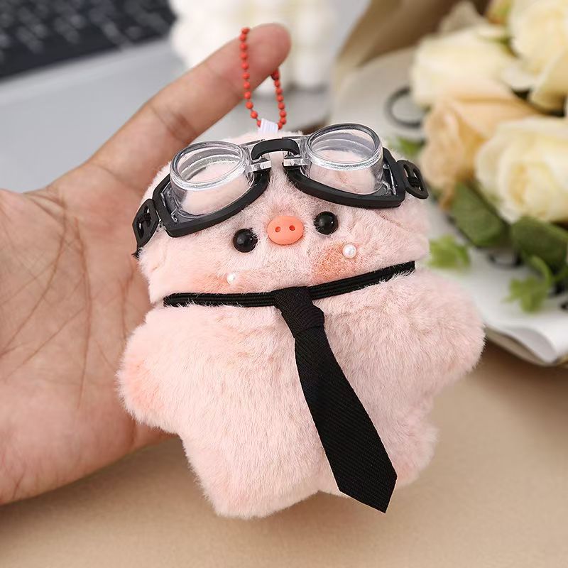 Mochila de peluche flexible muñeca de peluche chica corazón colgante llavero para amigos cerdo colgante de peluche cerdo