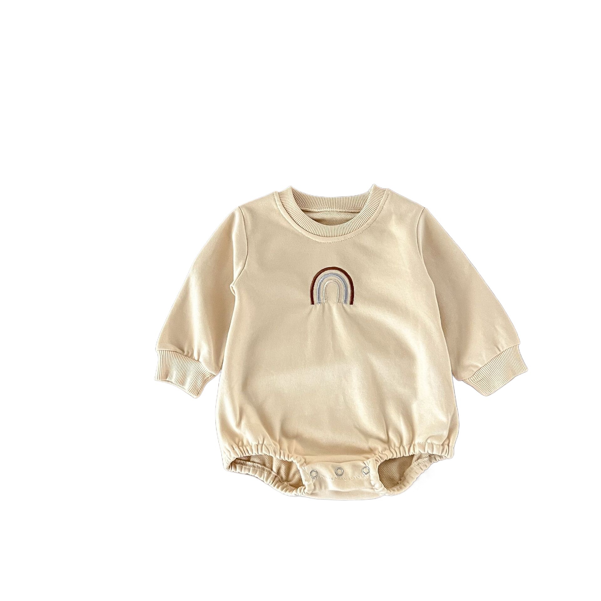 INS estilo coreano bebé niños y niñas suéter de algodón Arco Iris bordado mono mameluco recién nacido mameluco suelto moda