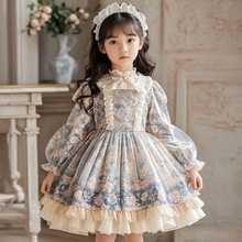 女童连衣裙春秋冬新儿童洋气碎花蓬蓬裙宝宝洛丽塔公主裙生日礼服