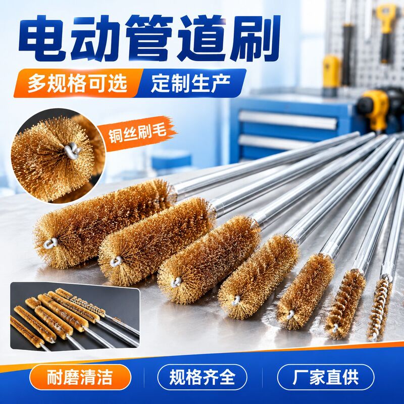 Encryption copper wire brush electric drill brush derusting grinding polishing deburring brush pipe brush round head with Rod brush pure copper wire