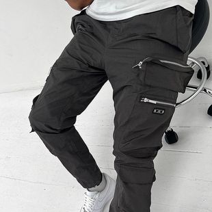 2023 Amazon Cargo Pants with Multi-Pocket Zipper Design and Loose Waist