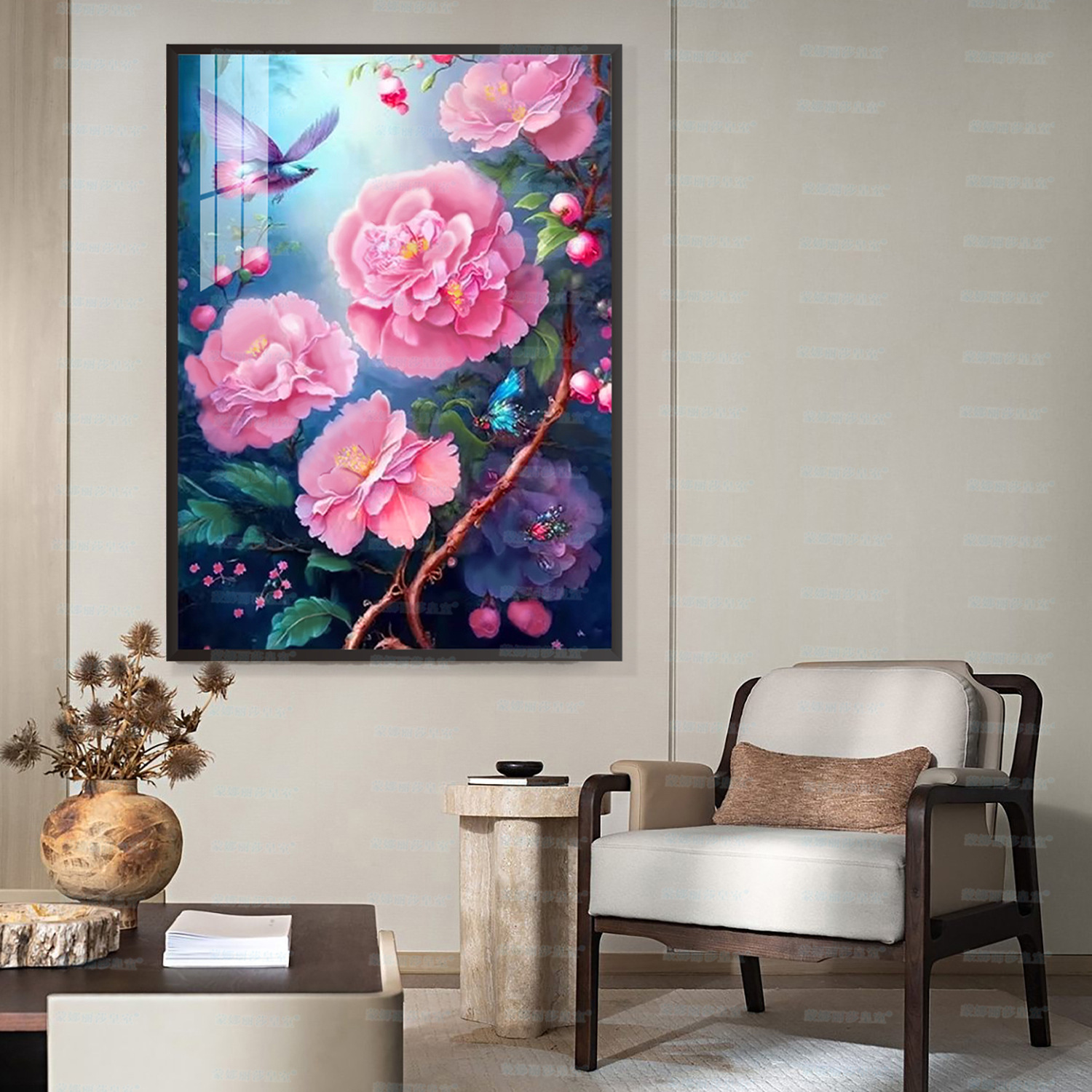 Mona Lisa Real Camellia de bordado cruzado moderno minimalista pinturas decorativas de mariposa estética bordado de hilo a mano
