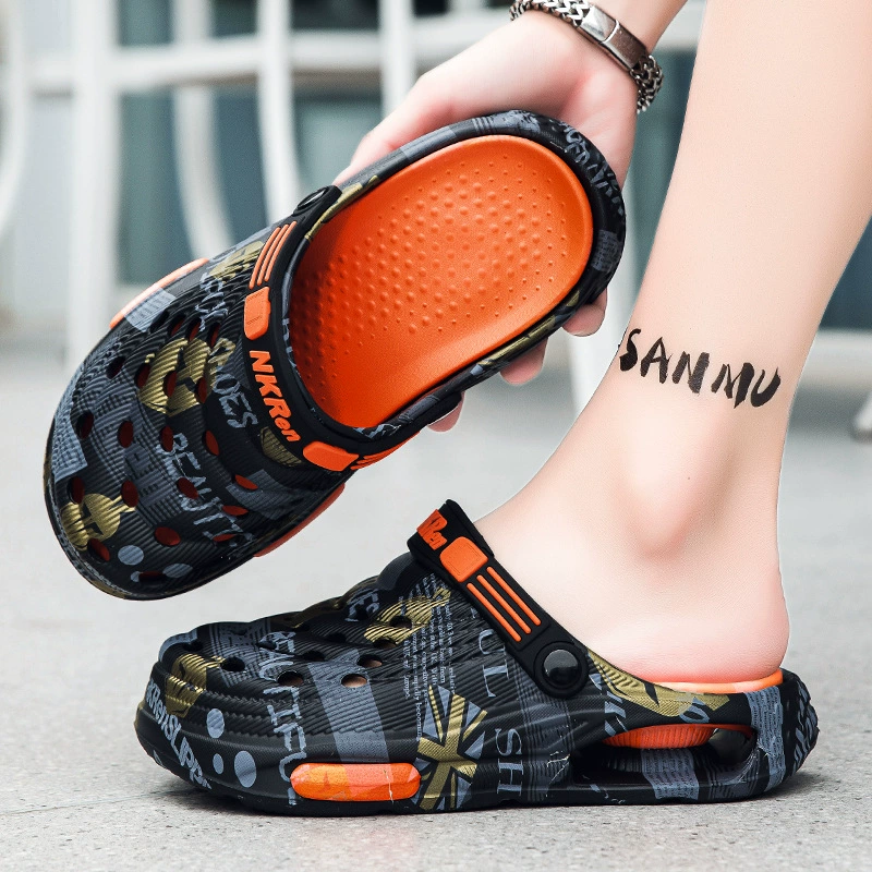 Мужские сандалии из крокодиловой кожи, новинка 2025 года, летние, для улицы, нескользящие, удобные, модные, закрытые, универсальные, для вождения и повседневной носки.