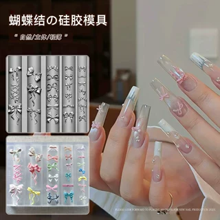 跨境美甲硅胶模具法式花边网红爆款绑带蝴蝶结指甲饰品工具批发