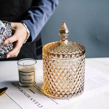 手工蜡烛浮雕玻璃烛台无火香薰蒙古包装饰品水晶空杯子透明圆容器