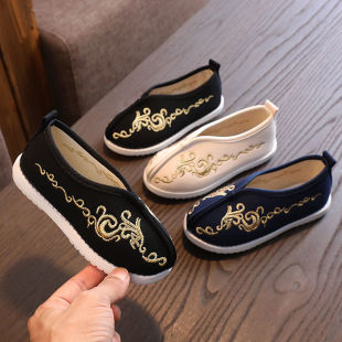 Spring and Autumn New Style Ancient Style Boys' Hanfu Shoes Children's Ancient Style Embroidered Shoes Baby Cloth Shoes Handmade Shoes Girls' Cloth Shoes