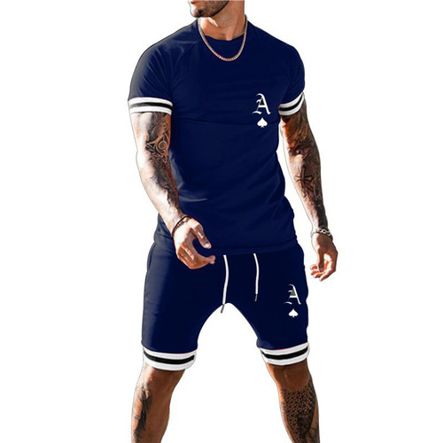 Men's sportswear set, men's fitness set for internal sale, men's summer short-sleeved shorts set