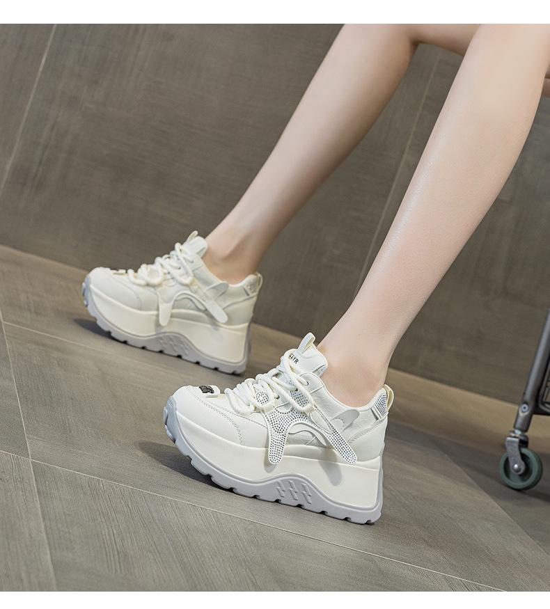 Giày sneaker nữ đế dày phong cách thể thao tăng chiều cao — 5008 lót đơn trắng, 5008 lót đơn xám, 5008-1 lót lông trắng, 5008-1 lót lông xám chi tiết 12