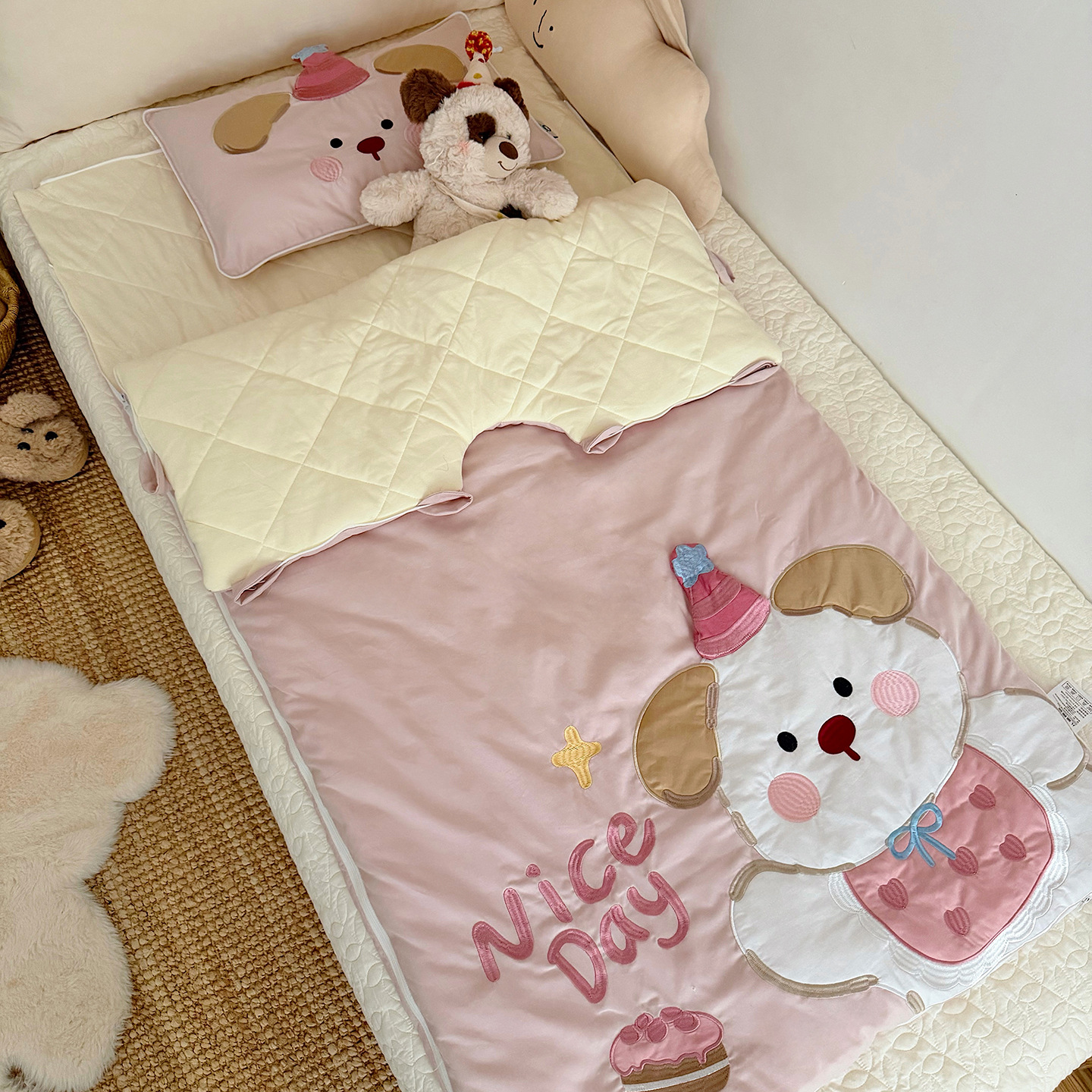 Pure Cotton Brushed Children's Anti-Kick Quilt Pure Cotton Brushed Anti-Kick Quilt Core Thickeneded Autumn and Winter Quilt Baby Sleeping Bag Spring & Fall Quilt