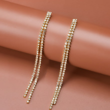 新款韩版饰品简约长款两根线耳环女生百搭婚纱配饰直播供货批发