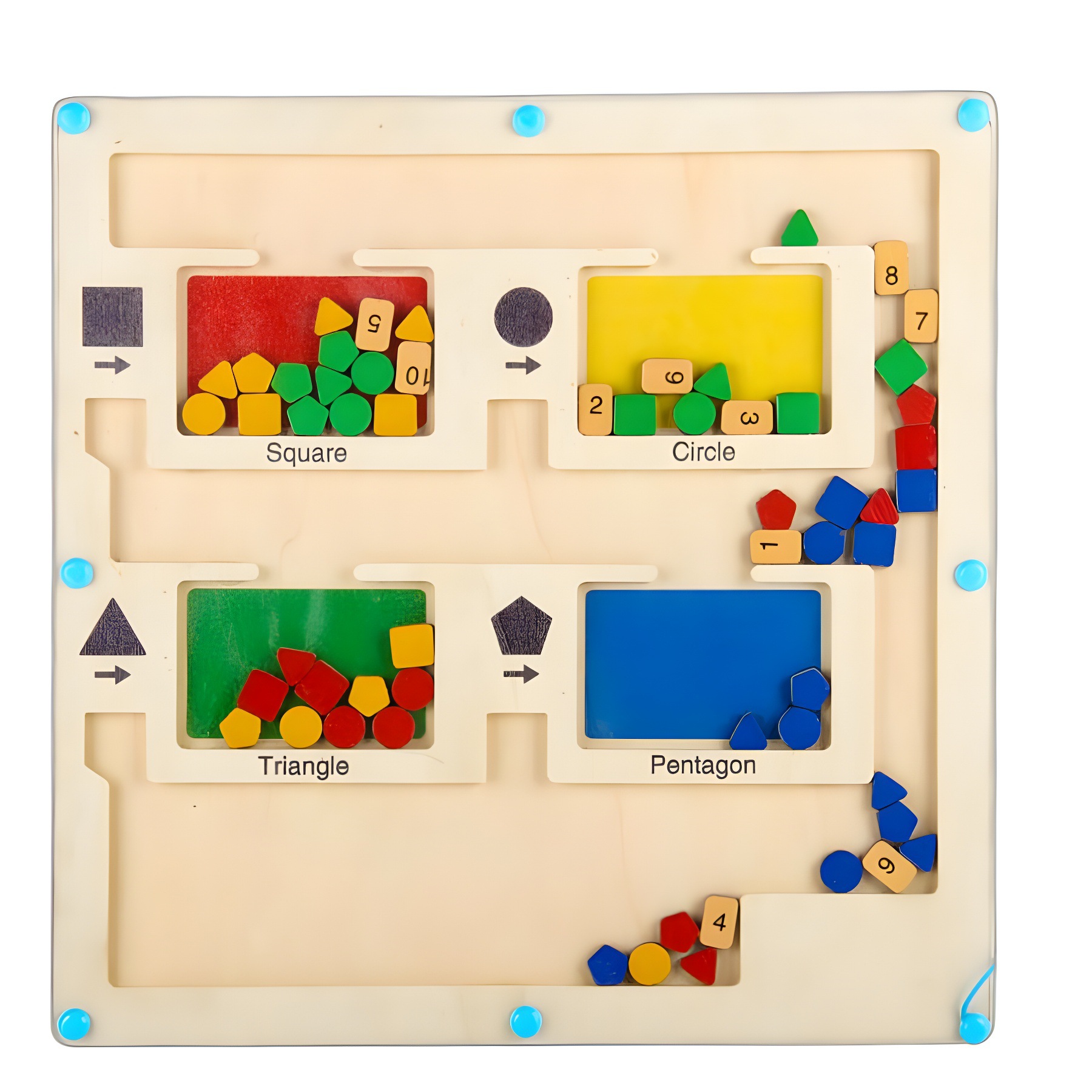 Temu Xiyin mismo estilo transfronterizo juguetes de madera para bebés, formas geométricas, clasificación de color cognitivo, cuentas magnéticas
