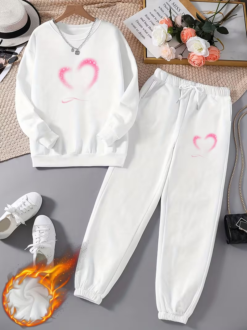 Women's Two Piece Set Casual Crew Neck Sweatshirt And Pants Outfit_voghion.com