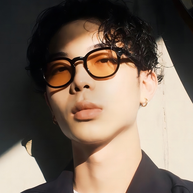 24g Weight Full Frame Glasses Structure Sunglasses Classification Ac, UV400 Protection Lens Material Round Frame Glasses Style Outdoor, Travel Occasion Solid Color Pattern Men's Gender IG Style, Streetwear Style Grey, Black Color IG Style Streetwear Solid Color Ac UV400 Protection Round Frame Full Frame Men's Sunglasses 2