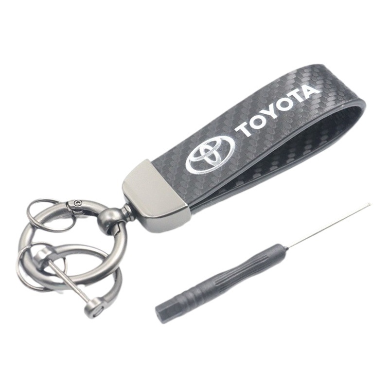 Toyota special carbon fiber pattern keychain metal key ring RAM key rope high-end car interior supplies lanyard