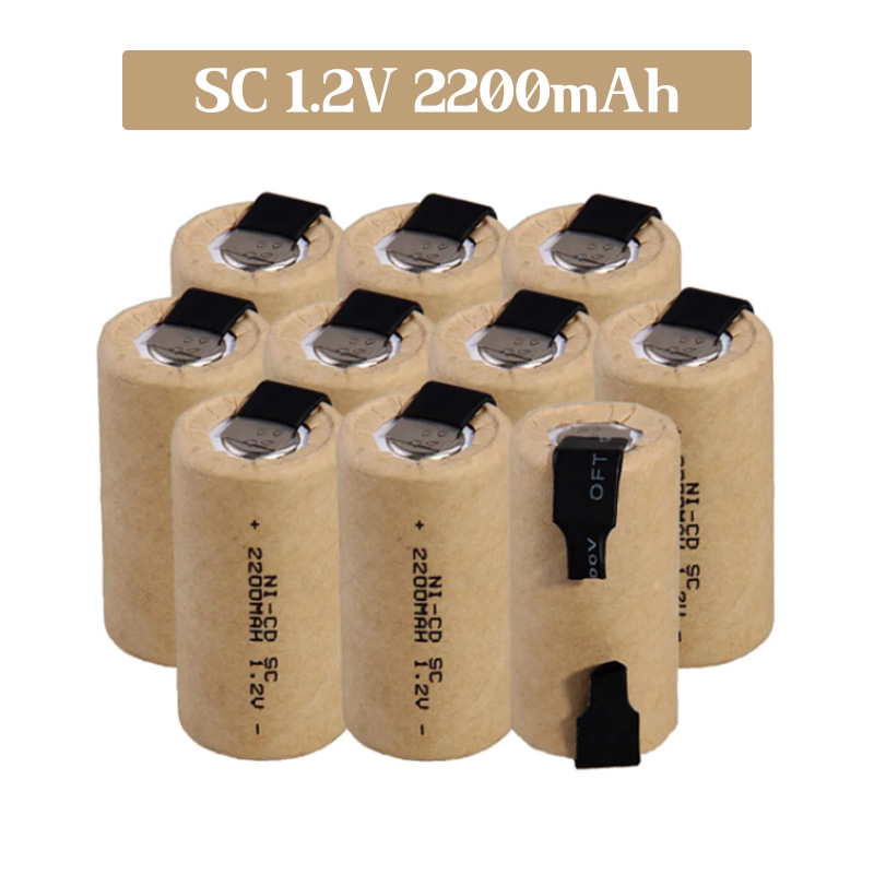 电钻螺丝刀电动工具电池1.2V 2200mah Sub C Ni-Cd焊锡片充电电池