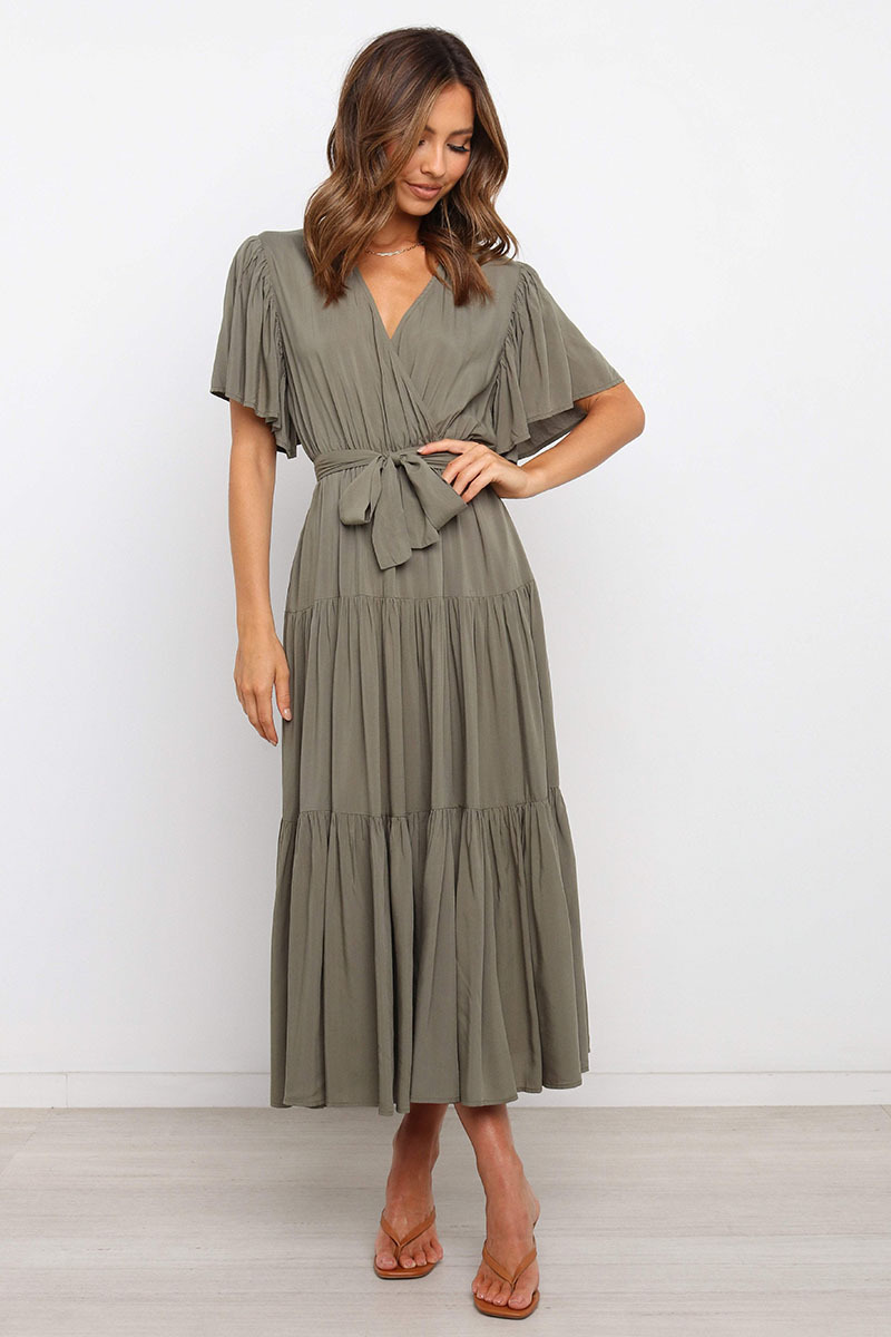 269g Weight Midi Dress Dress Length Type Short Sleeve Sleeve Length Princess Dress Dresses Type Regular Sleeve Sleeve Type Cotton, Polyester Fabric Type Mid Waist Waist Line Holiday, Daily, Selfie Occasion V Neck Neckline Regular Fit Fit Type Solid Color Pattern Summer Season Women's Gender Casual, Elegant, Streetwear Style Wholesale Women's Casual Elegant Streetwear Solid Color Holiday Daily Selfie V Neck Short Sleeve Princess Dress 49